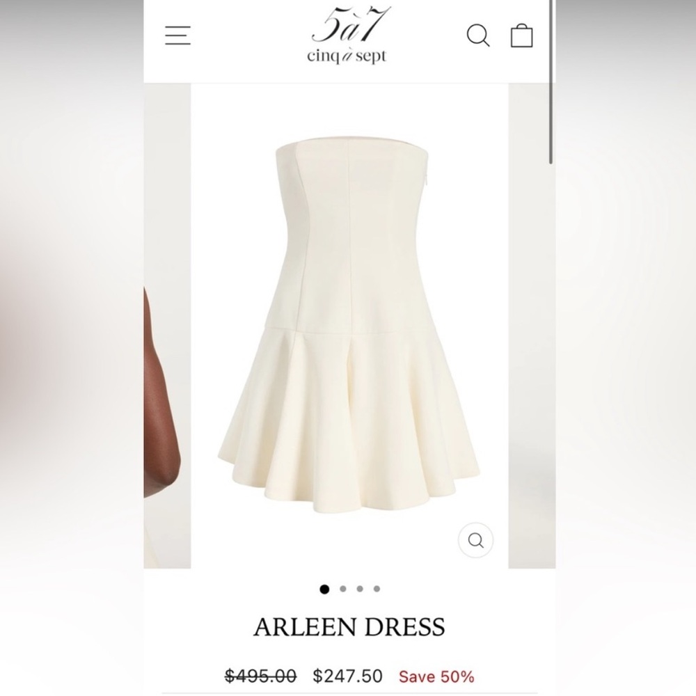 Cinq a Sept Cream Strapless Fit and Flare Dress